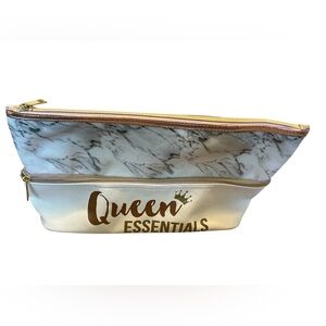 Queen Essentials Marble and Gold Cosmetic Bag